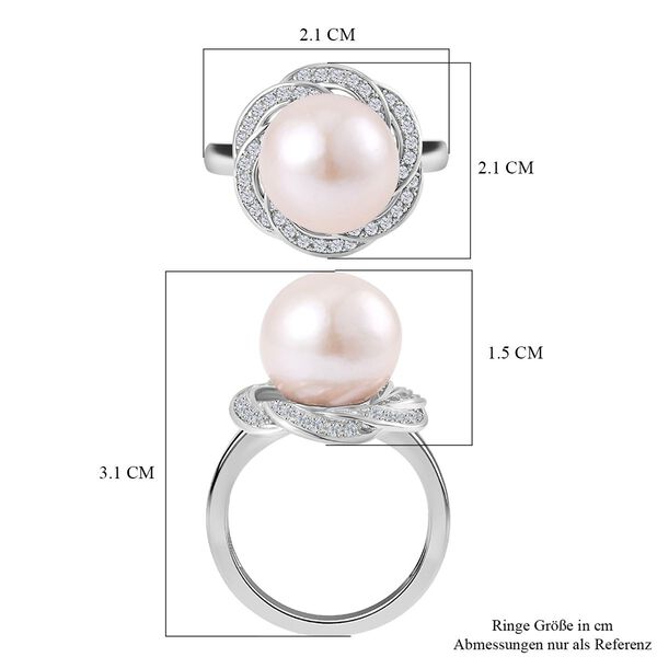 12-13 mm weißer Edison Perle und Zirkon-Ring - 0,57 ct. image number 7