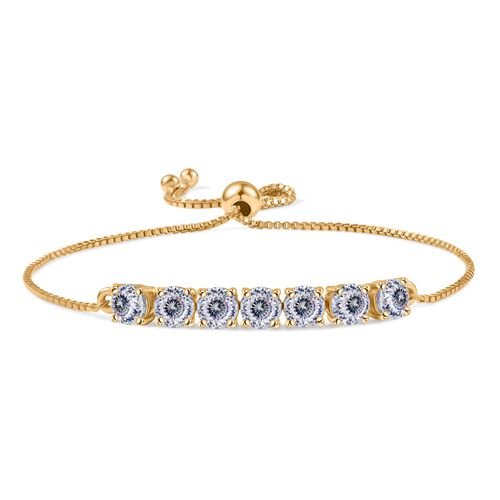 D’joy 100 Facetten Moissanit Armband ca. 19 cm 925 Silber 750 Gelbgold Vermeil ca. 3.38 ct image number 0