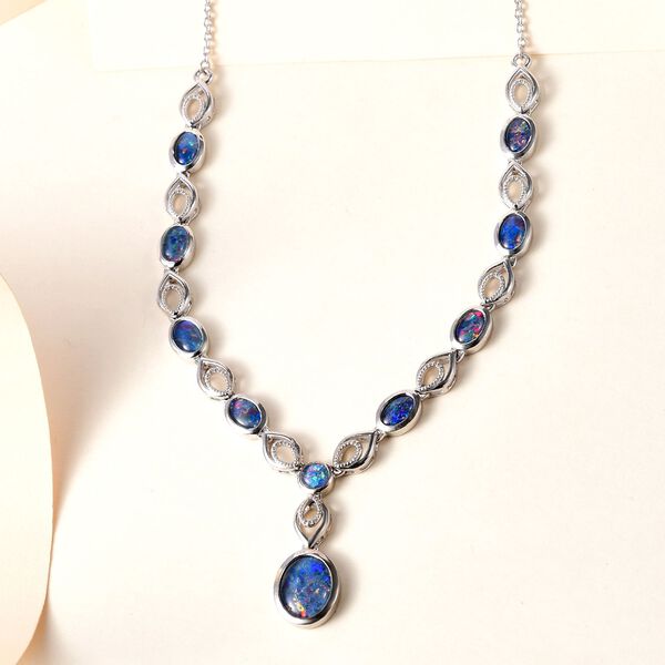 Boulder Opal Triplett Halskette, 45 cm - 5,13 ct. image number 2