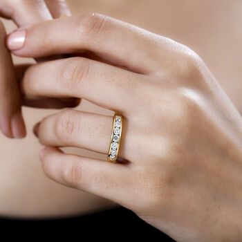 Moissanit Ring, 925 Silber vergoldet - 0,75 ct.