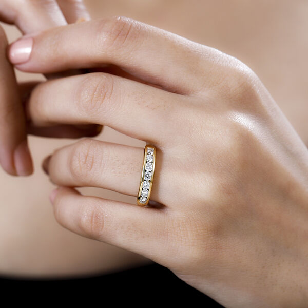 Moissanit Ring, 925 Silber vergoldet - 0,75 ct. image number 3