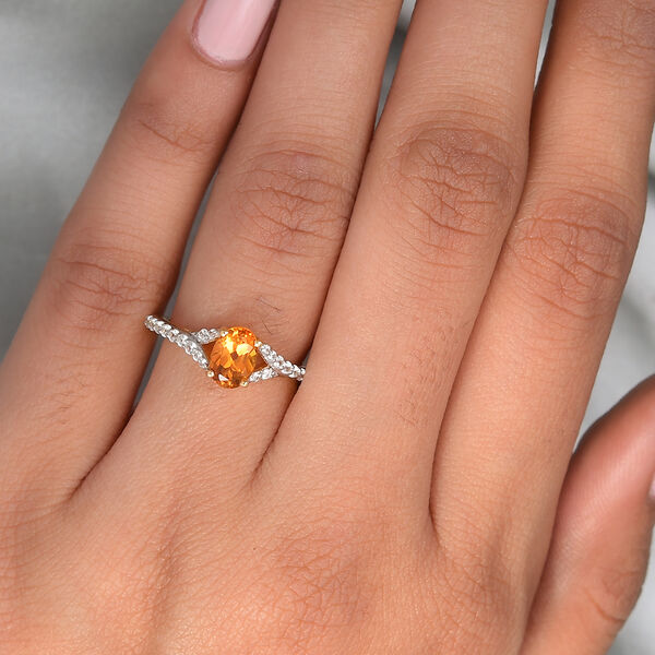 Madeira Citrin und Zirkon Ring 925 Silber vergoldet  ca. 0,91 ct image number 3