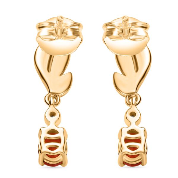 Blaze Feuer Opal, Wei&szlig;er Zirkon Ohrringe 925 Silber 750 Gelb Vergoldet ca. 0.60 ct image number 5