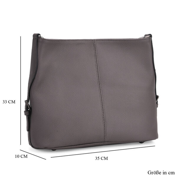 Echtleder-Crossbody-Tasche aus gepr&auml;gtem Leder, verstellbarer Schulterriemen (ca. 120 cm), 32x12x25 cm, Grau image number 6