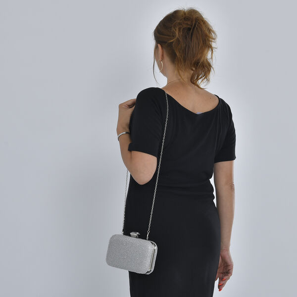 Moderne Clutch mit Kristallverzierung, 20x4x2 cm, Silber image number 3