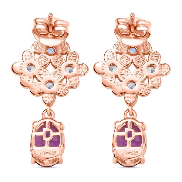 D'Joy AAA Rose De France Amethyst, Wei&szlig;er Zirkon Ohrringe 925 Silber 750 ros&eacute;vergoldet ca. 2.89 ct image number 5