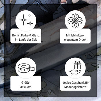 LA MAREY: Premium Selection - 100% Maulbeerenseiden-Halstuch mit Garten Druck, 35x150 cm, Blau