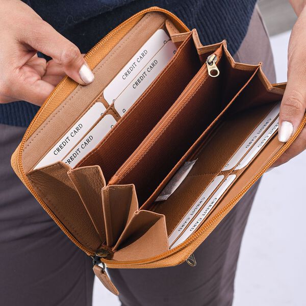 SUKRITI &ndash; handbemalte Echtleder Brieftasche, braun image number 5