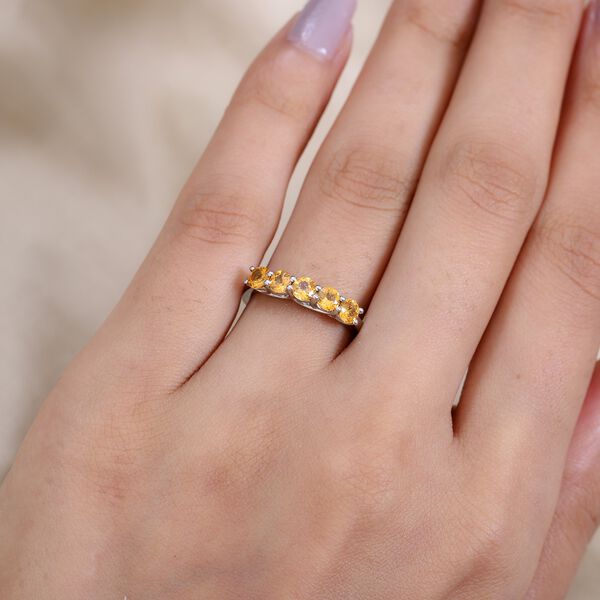 Spessartin Granat 5 Stein Ring 925 Silber Platin-&Uuml;berzug image number 3