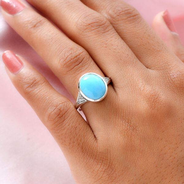 AA Sleeping Beauty Türkis und Zirkon-Ring - 4,32 ct. image number 3