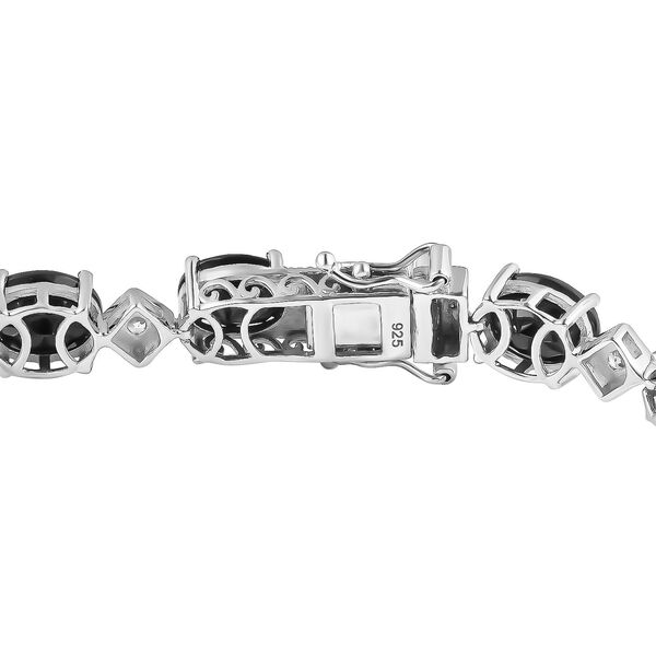 Elite Shungit, Weißer Zirkon Armband ca. 19 cm 925 Silber rhodiniert ca. 13,49 ct. image number 4