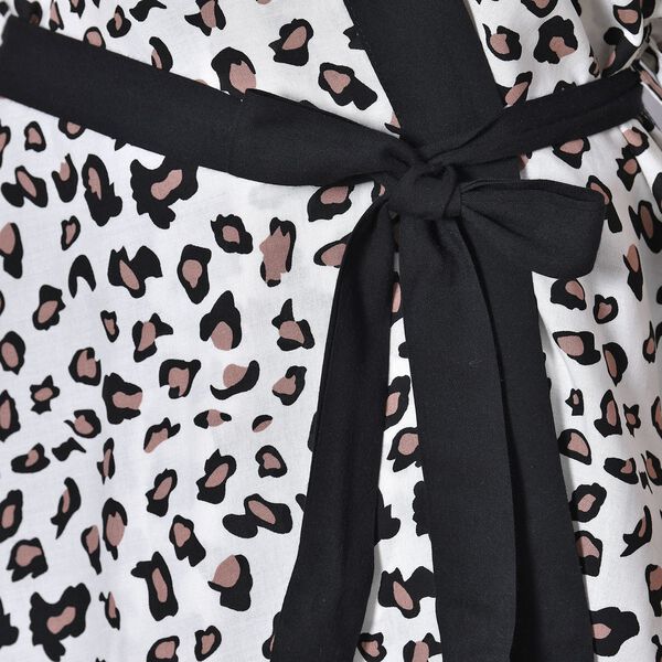 Superweiche Kimono mit Gürtel, Größe: 86 x 69, Leopardmuster, weiß image number 4