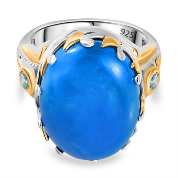 AA Opalina und schwarzer Blautopas Ring, ca. 13,75 ct.