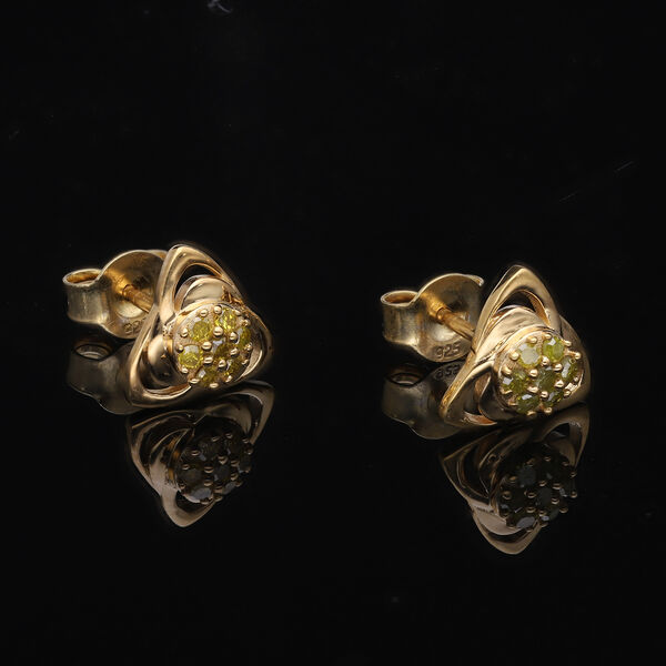 Gelbe Diamant Ohrstecker, 925 Silber Gelbgold Vermeil ca. 0.25 ct image number 2
