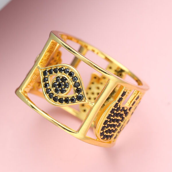 Schwarzer Spinell Ring, 925 Silber vergoldet  ca. 1,35 ct image number 2