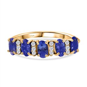 Tansanit, Moissanit Ring 925 Silber vergoldet (Größe 17.00) (10-15 Werktage Lieferzeit) ca. 1.25 ct
