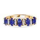 Tansanit, Moissanit Ring 925 Silber vergoldet (Größe 17.00) (10-15 Werktage Lieferzeit) ca. 1.25 ct
