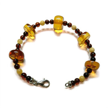 Nat&uuml;rliches Baltisches Bernstein Armband, ca. 19 cm 925 Silber