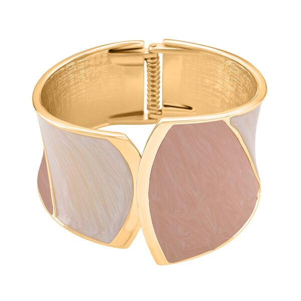 Emaille-Armreif im Colorblock-Design, 17cm, Pfirsich-Pink