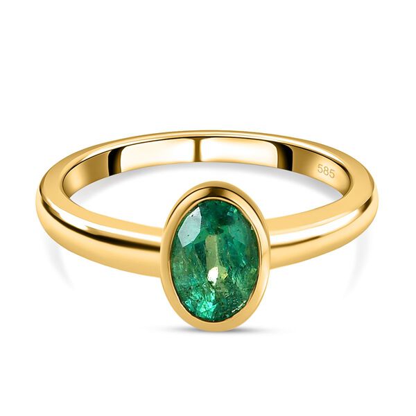 AAA Kagem sambischer Smaragd-Solit&auml;r-Ring in 585 Gold, 0,77 ct.