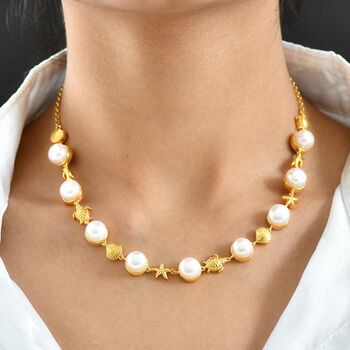 EVER TRUE S&uuml;&szlig;wasser Perle (9-9.5 mm) Halskette ca. 50 cm Nickelfreies Messing, Goldfarben