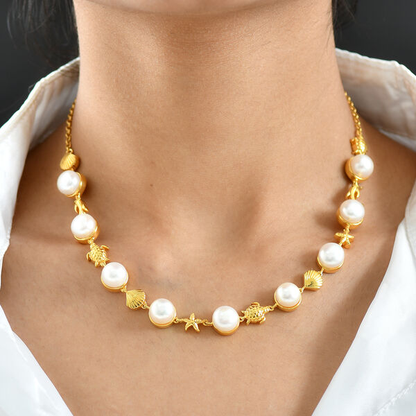 EVER TRUE S&uuml;&szlig;wasser Perle (9-9.5 mm) Halskette ca. 50 cm Nickelfreies Messing, Goldfarben image number 3