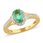 Natürlicher, äthiopischer Smaragd und Zirkon-Ring, 925 Silber Gelbgold Vermeil  ca. 1,03 ct image number 3