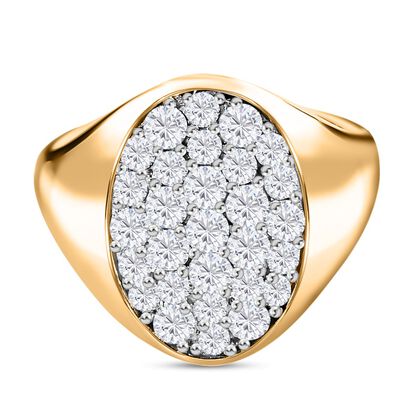 Moissanit Ovaler Cluster Ring, 925 Silber Gelbgold Vermeil (Gr&ouml;&szlig;e 18.00) ca. 1.16 ct