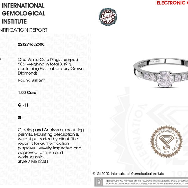 LUXORO IGI zertifizierter SI Labor Diamant Ring in 585 Wei&szlig;gold- 1 ct. image number 8