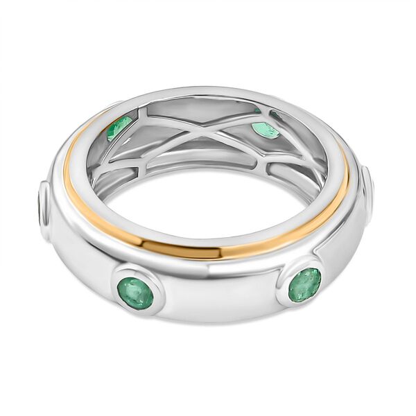 Gemfields AA Kagem Sambischer Smaragd Ring 925 Silber Rhodiniert und 750 Gelbgold Vermeil (Gr&ouml;&szlig;e 20.00) ca. 0.73 ct image number 6