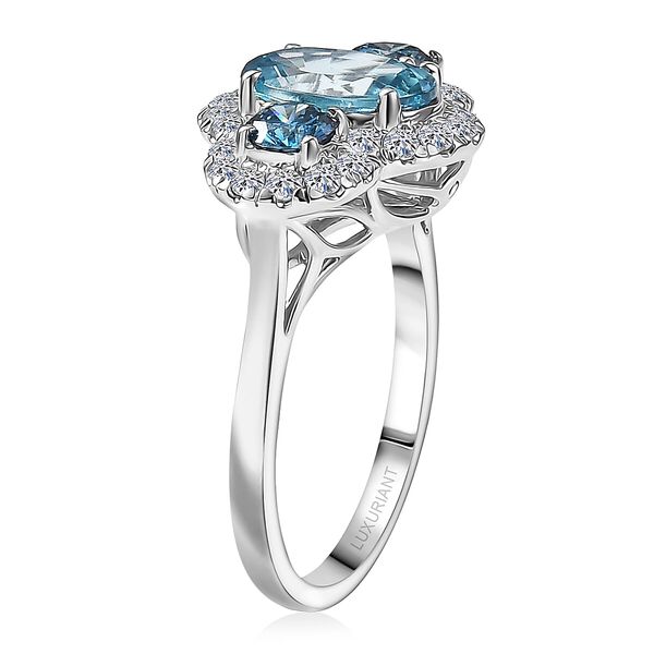 LUXURIANT AAA blauer Zirkon und Labor blauer und wei&szlig;er Diamant Ring in 417 Wei&szlig;gold - 3,07 ct. image number 3