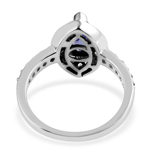 Tansanit und Zirkon Ring 925 Silber Platin-&Uuml;berzug image number 5