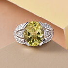 Ouro Verde-Quarz und Zirkon Ring 925 Silber platiniert image number 1