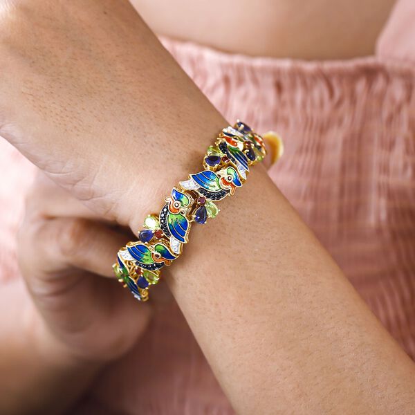 GP Italian Garden Kollektion - Emailliertes, mehrfarbiges Edelstein-Armband in Silber image number 3