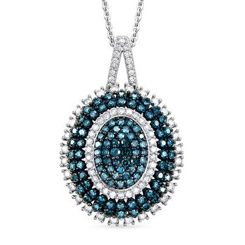 D'Joy Blauer Diamant Schmuckset ca. 50 cm 925 Silber Rhodiniert ca. 1,05 ct.