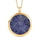 Sodalith Medaillon-Anhänger mit Kette, (ca. 44mm), Edelstahl, vergoldet, ca. 75.00 ct