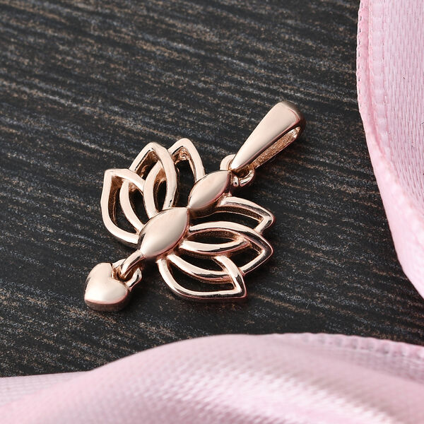 Lotusblume Yoga Herz Anh&auml;nger 925 Silber Ros&eacute;gold image number 2
