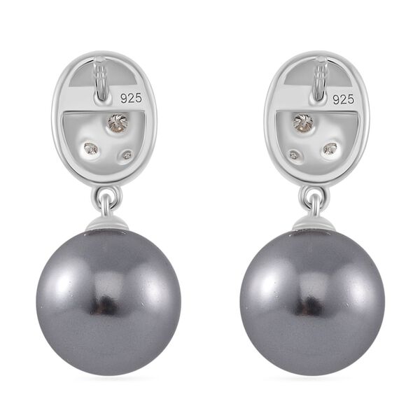 Tahiti Muschelkernperle, Moissanit Ohrringe 925 Silber platiniert image number 5