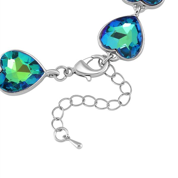 2er Set - Grüner Magie Farbe Kristall Armband und Ohrringe, Silberfarben image number 4