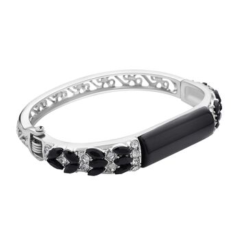 Schwarzer Glasachat, schwarzer Kristall Armreif ca. 18 cm