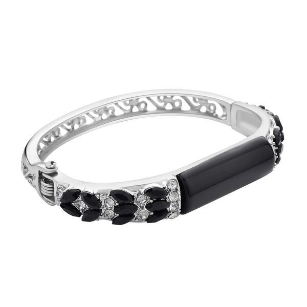 Schwarzer Glasachat, schwarzer Kristall Armreif ca. 18 cm image number 3