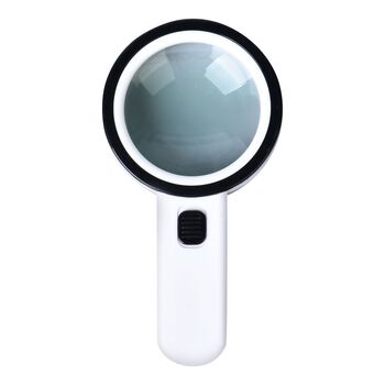 30x Handlupe mit 12 LED Beleuchtungsmodi, 2xAA Batterien (nicht inkl.), Gr&ouml;&szlig;e 20,5x10,6x2,7 cm