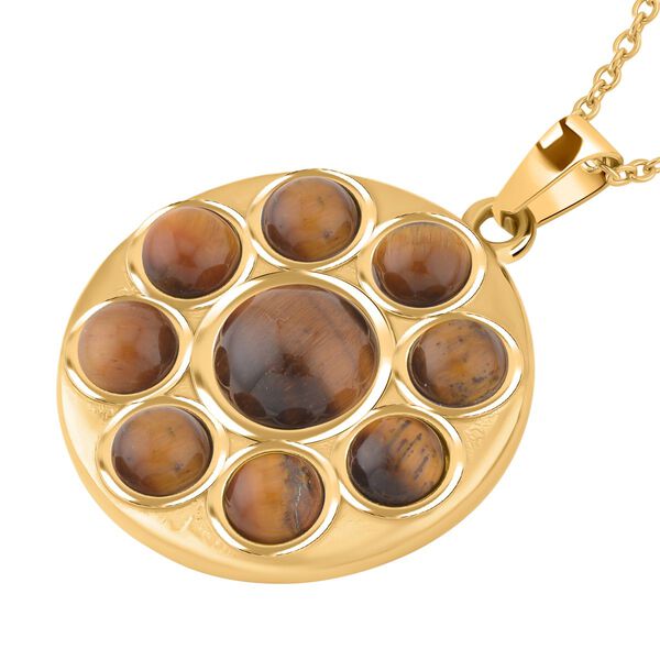 Gelbes Tigerauge Halskette ca. 50 cm Reiner Edelstahl IP-Gelbbeschichtung ca. 5.00 ct image number 3