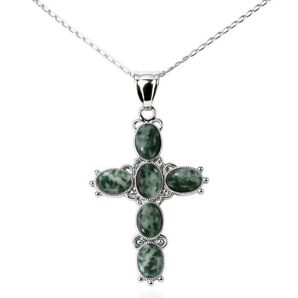 Gr&uuml;nfleck-Achat Anh&auml;nger ca. 15.00 ct