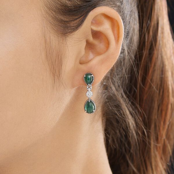 Gr&uuml;ne Aventurin-Ohrringe, Edelstahl ca. 5.02 ct image number 3