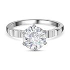 Moissanit Ring mit europäischem Schliff, 925 Silber rhodiniert (Größe 17.00) ca. 1.69 ct