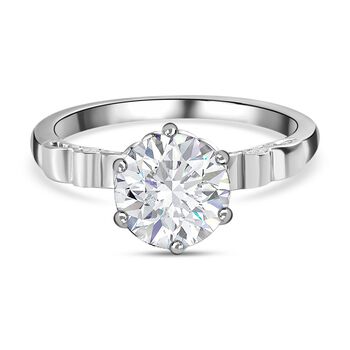 Moissanit Ring mit europ&auml;ischem Schliff, 925 Silber rhodiniert (Gr&ouml;&szlig;e 17.00) ca. 1.69 ct