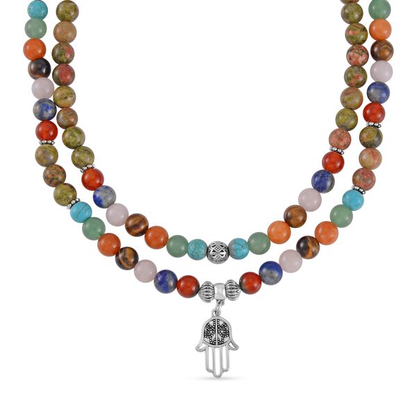 Mehrfarbig Edelsteine Schmuckset Reiner Edelstahl Schwarz oxidiert Schwarz oxidiert ca. 630,00 ct. image number 4