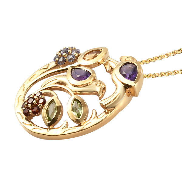 Afrikanischer Amethyst und Citrin Anh&auml;nger mit Silberkette 50 cm 925 Silber vergoldet ca. 1,02 ct image number 4