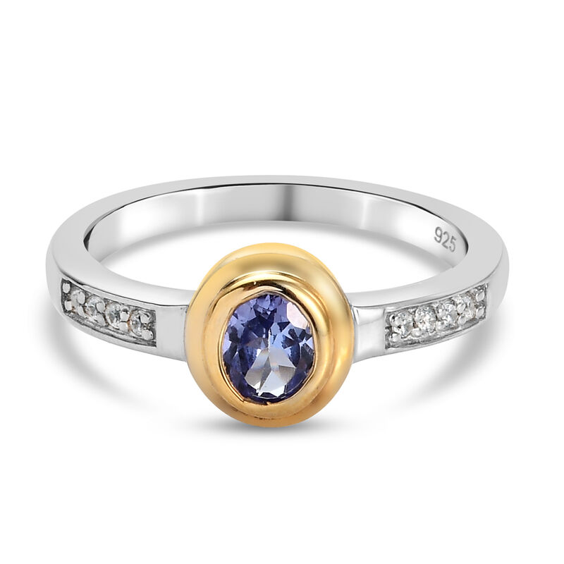 Tansanit und Zirkon Ring, 925 Silber Bicolor  ca. 0,40 ct image number 0